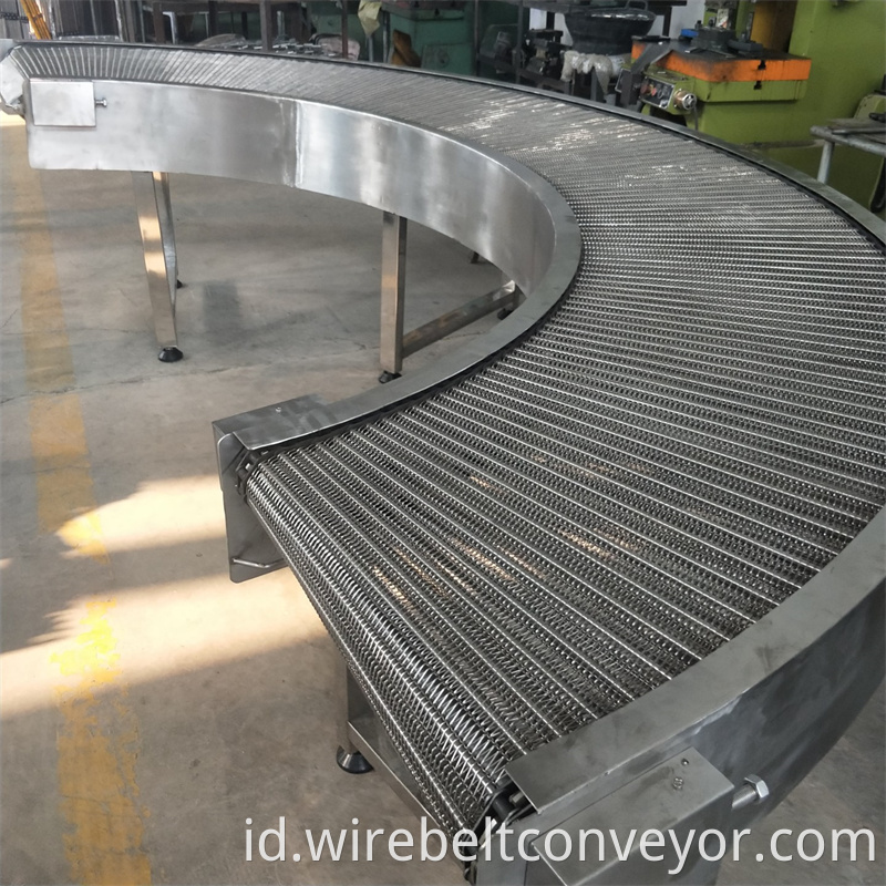 Stainless Steel Wire Mesh Curved Conveyor